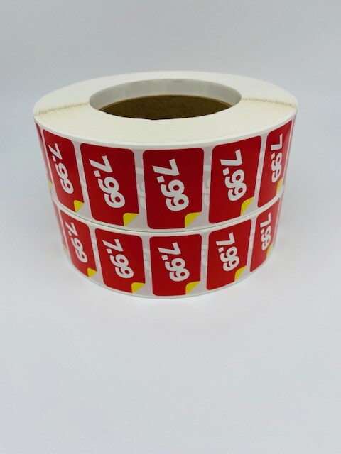 1 Roll of 1000 1.5″x1″ $7.99 Product Price Point Red & Yellow Labels Stickers