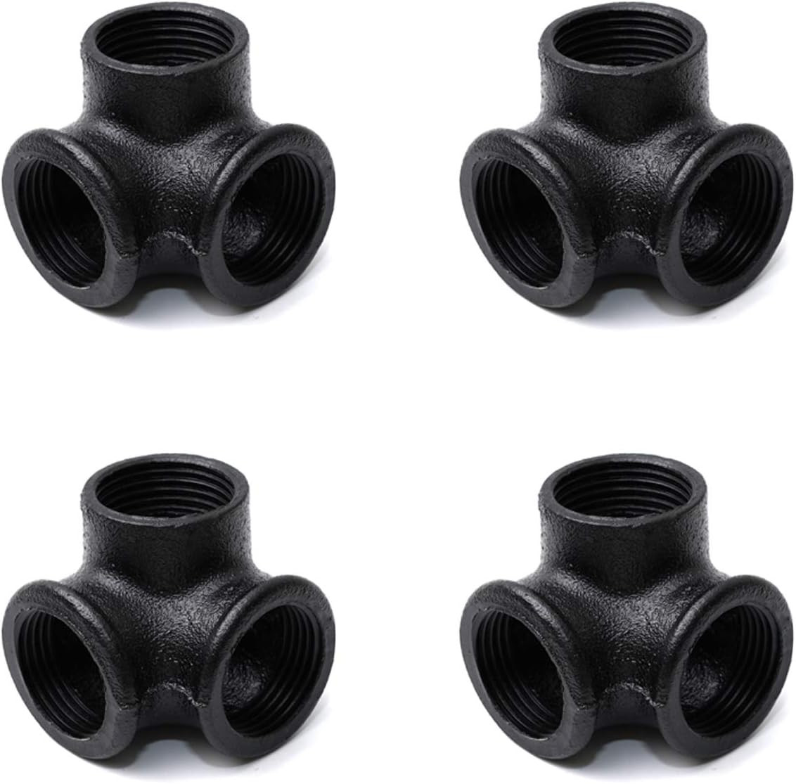 1/2″ Black Side Outlet Elbow, Home TZH Cast Malleable Iron 3 Way Corner Pipe Fit