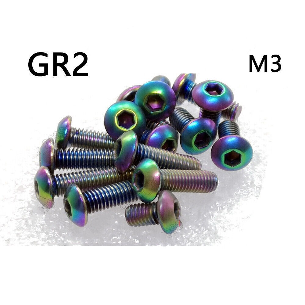 Colorful Titanium GR2 ISO7380 Hex Socket Bolts Button Head Screws M3