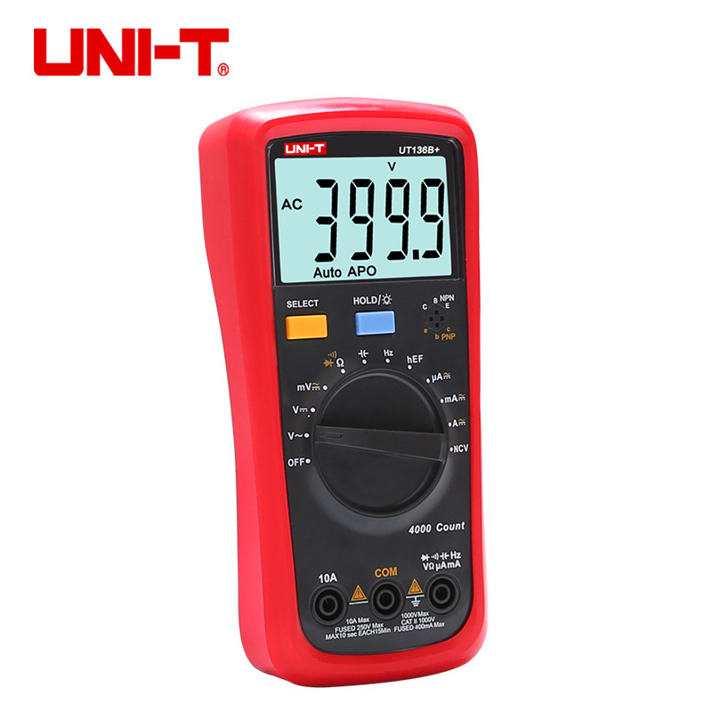 UNI-T UT136B+ Handheld Digital Multimeter Auto AC/DC DMM 1KV 10A NCV Cap tester