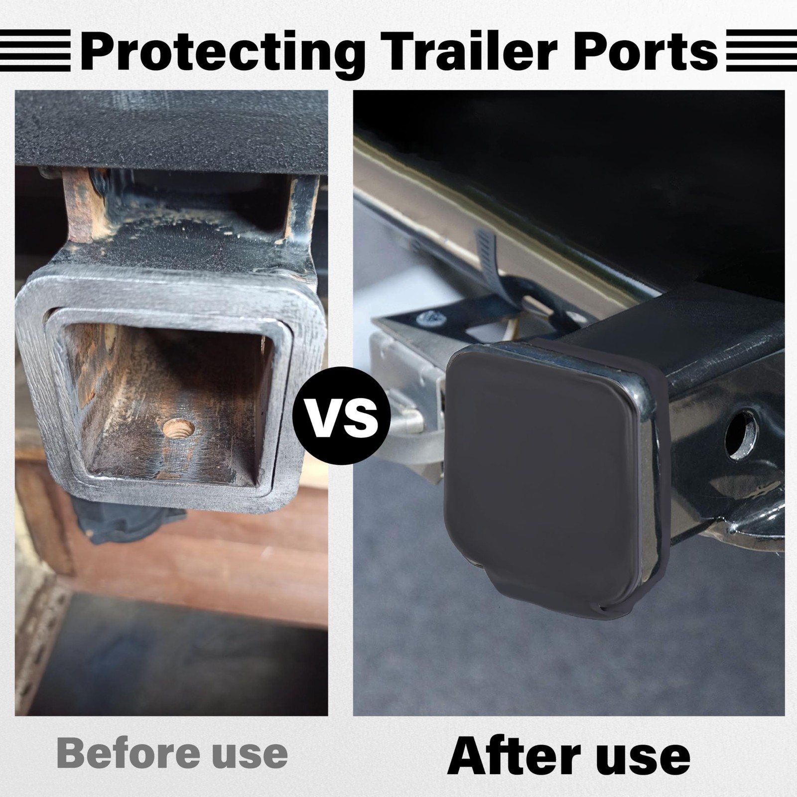 2 Inch Rubber Trailer Hitch Cover, Durable Tow Full Cover Pattern, No Pattern