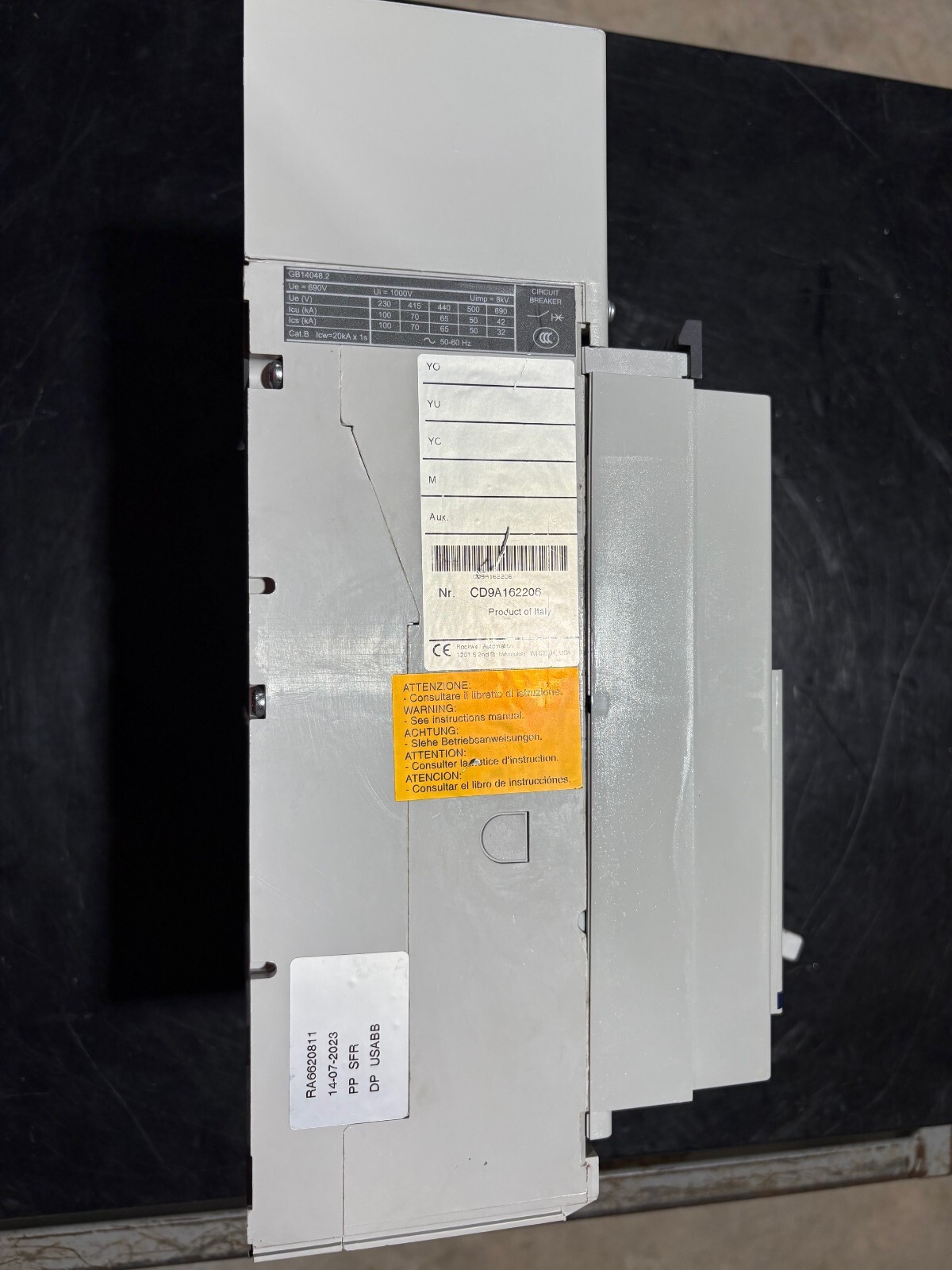 Allen Bradley 140G-N6K3-E12 Circuit Breaker, 1200A, 65kA, 480V, LSIG MM, 3P MCCB