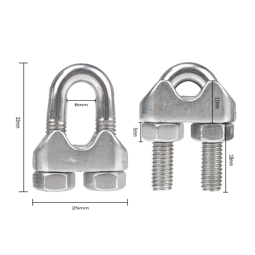 10PCS M6 1/4 Inch Stainless Steel Cable Clip Clamps for Safe Cable Management
