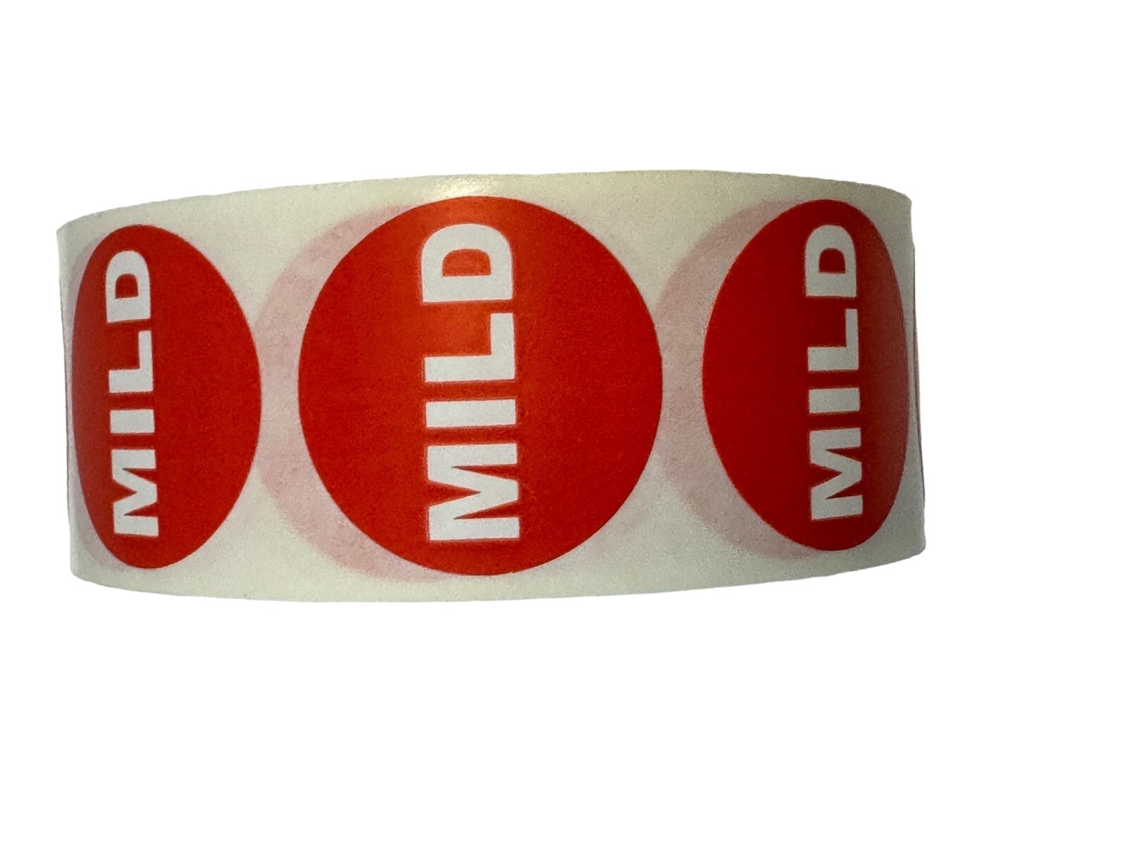 1-1/8 ” Round Inventory Red MILD Food Labels Stickers 1000 Per Roll (one Roll)