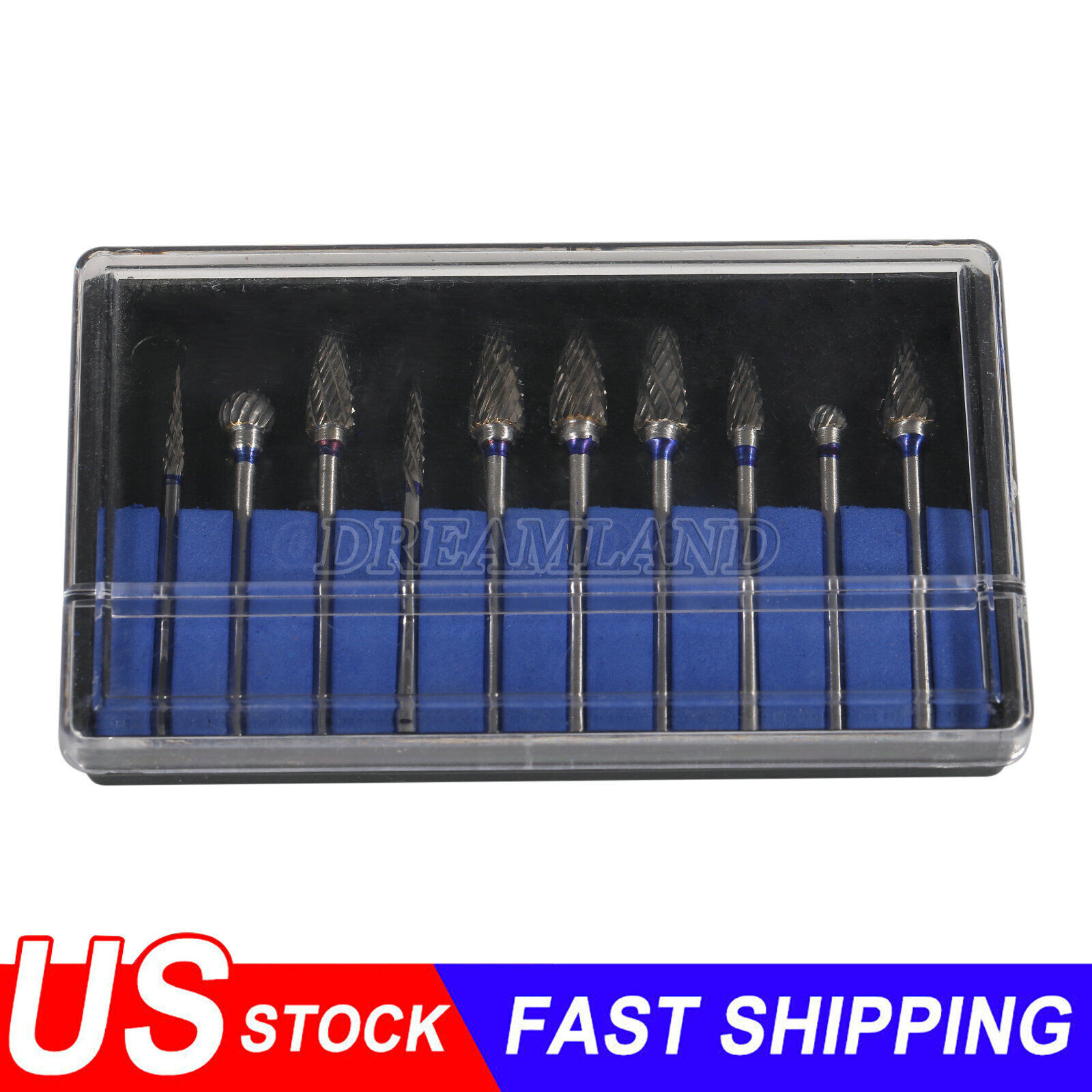 10Pcs Dental Lab Polishing Bur Drills Tungsten Steel Carbide Burs 2.35MM CE FDA
