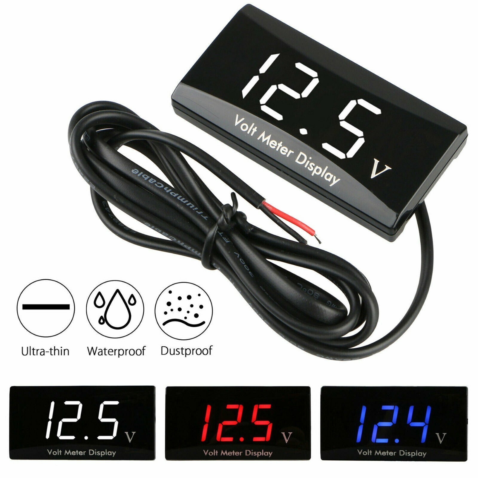 12V Digital LED Display Voltmeter Voltage Gauge Panel Meter For Car Motorcycle