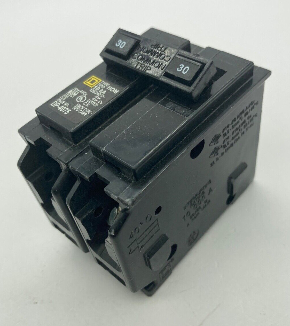 Square D Homeline HOM230 2 Pole 30 Amp 120 240V Type HOM Plug In Circuit Breaker