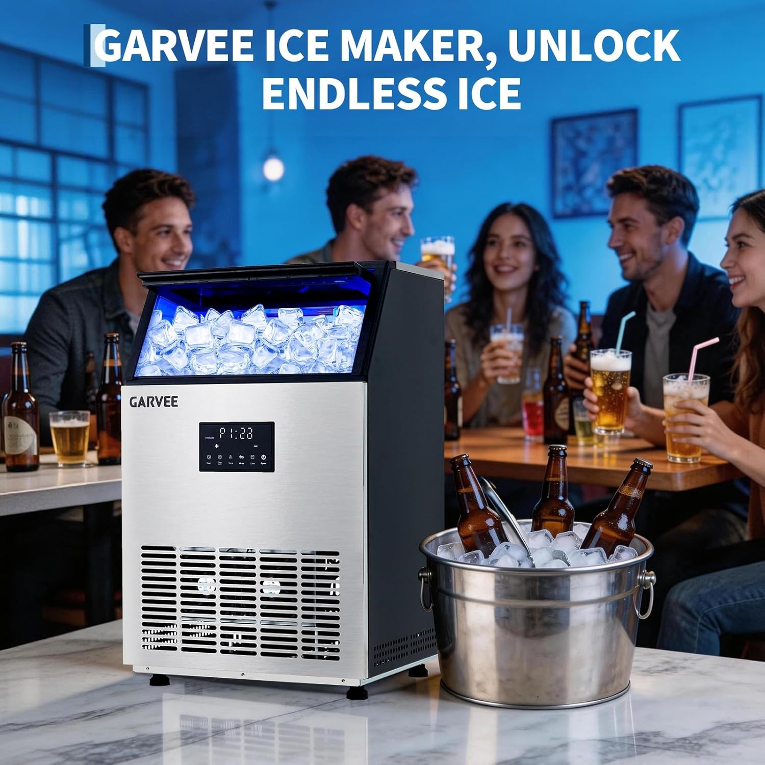 ✅Commercial Ice Maker Machine, 150 LBS/Day, Under Counter Ice Machine with 40 L