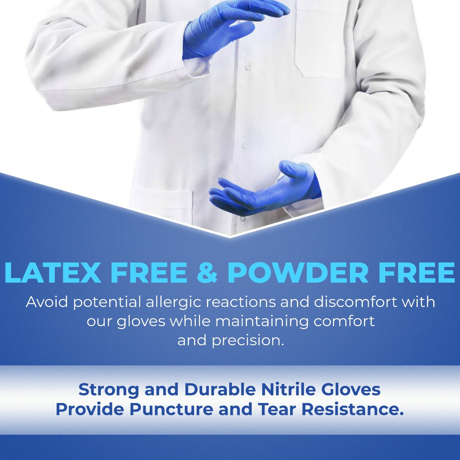 WAVE Premium 4 Mil Blue Medical Nitrile Exam Latex Free Disposable Gloves