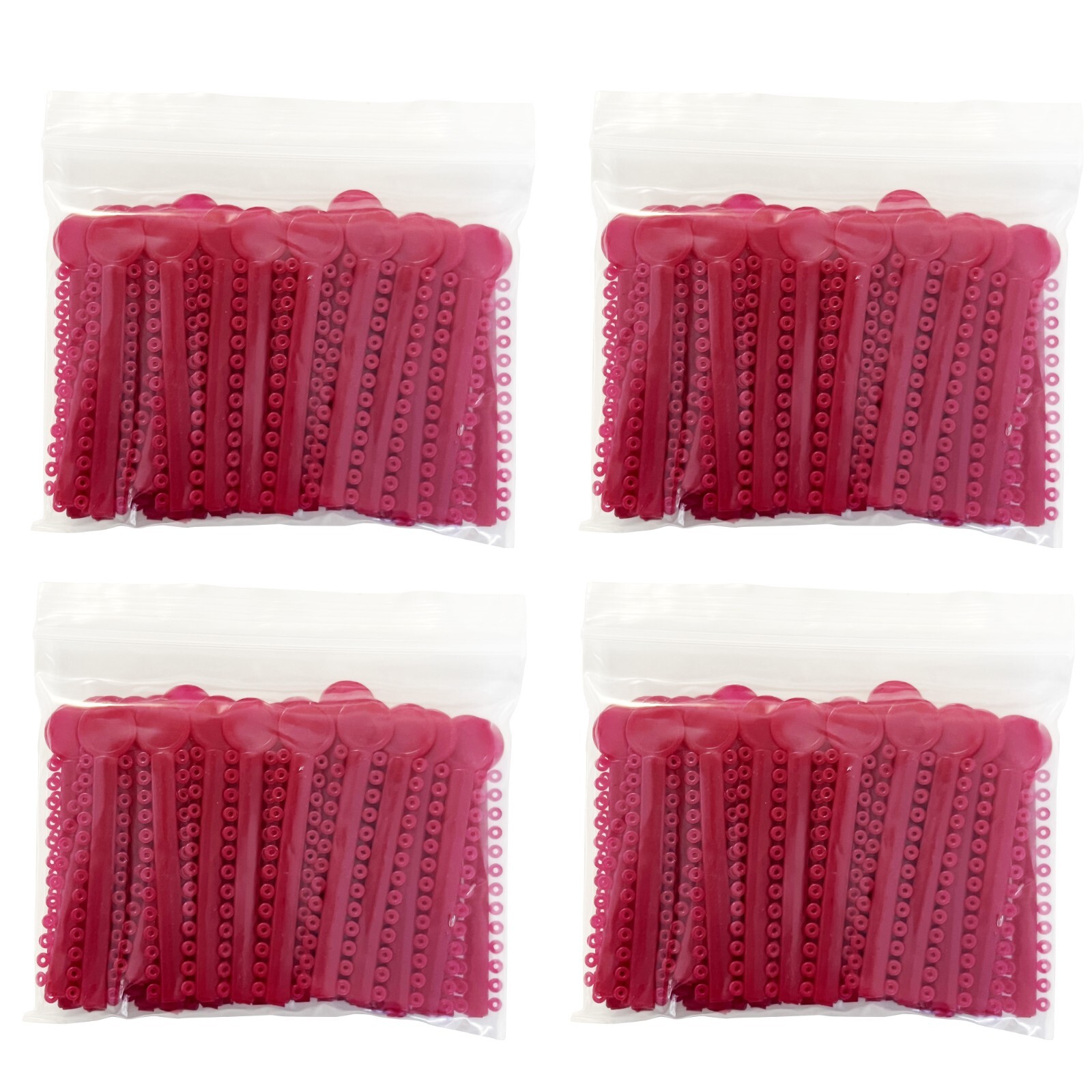 4,160 Red Dental Ligature Ties, Rubber Bands, Braces Teeth Brackets, 4 Bags