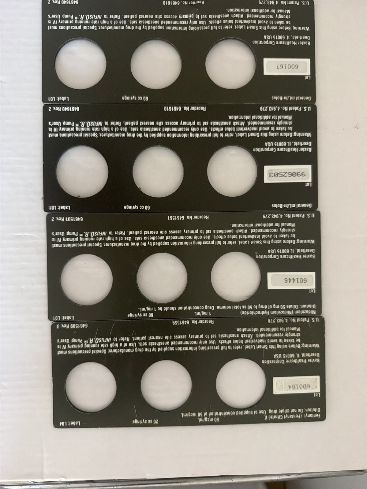 Baxter Bard Infus OR / INFUSOR Propofol Smart Labels (4) & Manual