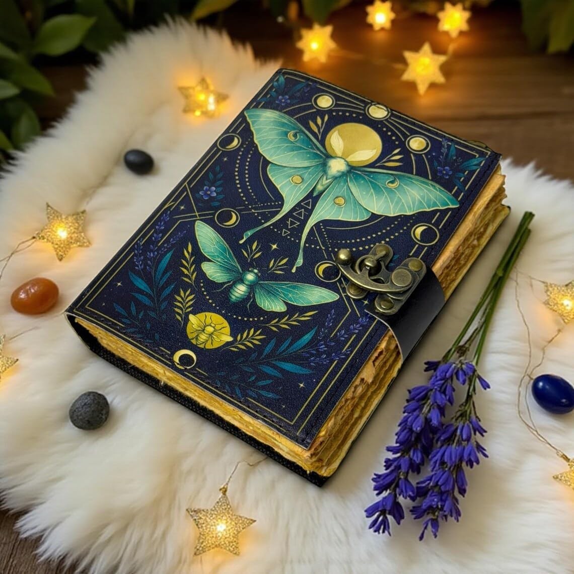 Blank Spell Book of Shadows Journal with Lock Clasp Vintage Handmade Leather Jou