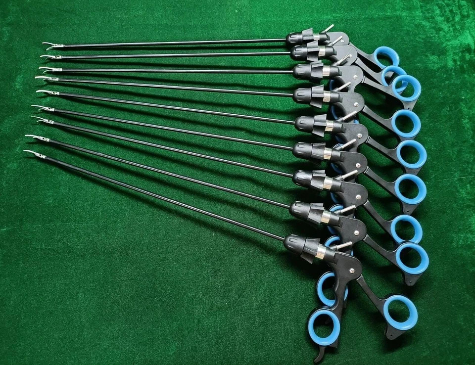 9PC Laparoscopic Curved Scissor 5mmx330mm Reusable Endoscopy Surgical Instrument