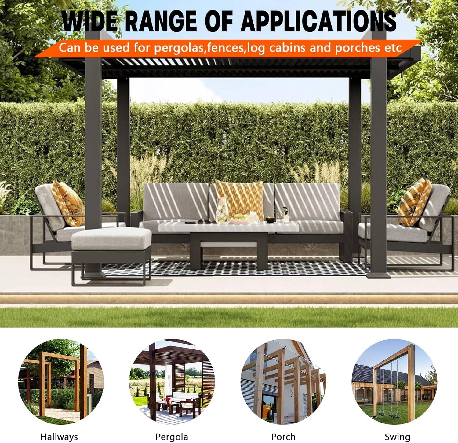 Pergola DIY Bracket Kits,2-Way L Shaped Corner Brackets for 4″ x 4″Actual:3.5…