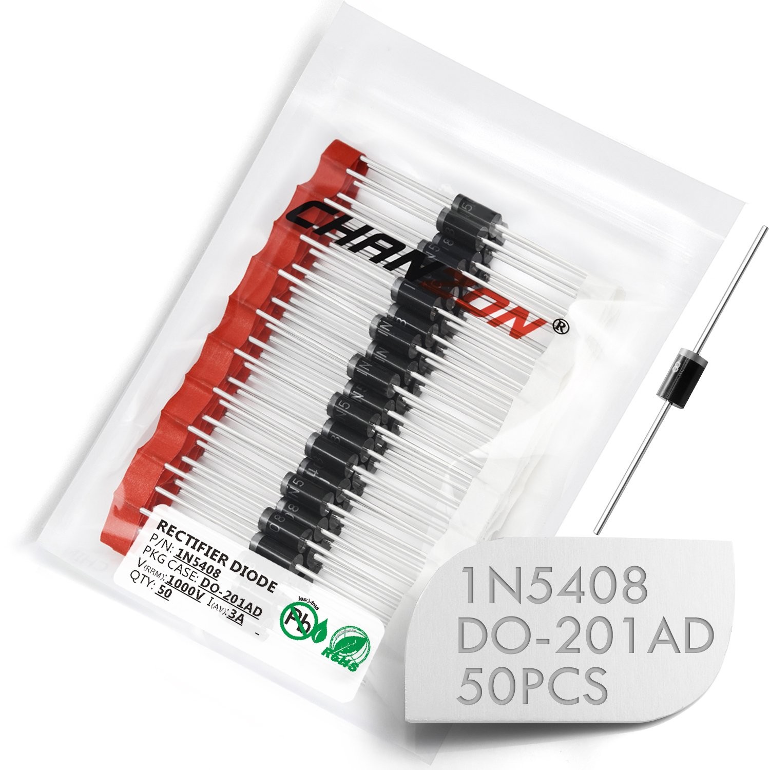 50pcs 1N5408 Rectifier Diode 3A 1000V DO-201AD (DO-27) 5408 IN5408 Axial 3 Am…