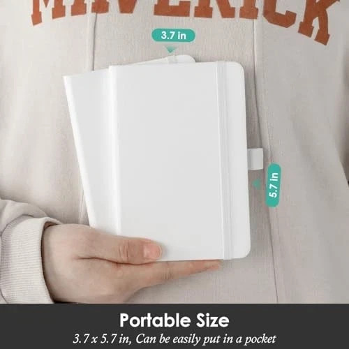 Small Notebook Pocket Size Journal 3.7″ x 5.7″ (3 Pack), A6 Mini A6 3 White