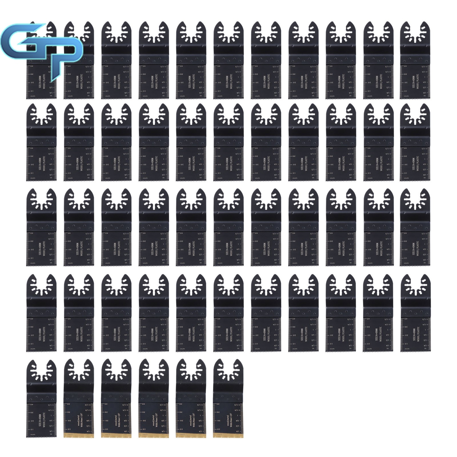 50 PCS Multitool Oscillating Saw Blades Titanium Metal Cutting Blades Kit