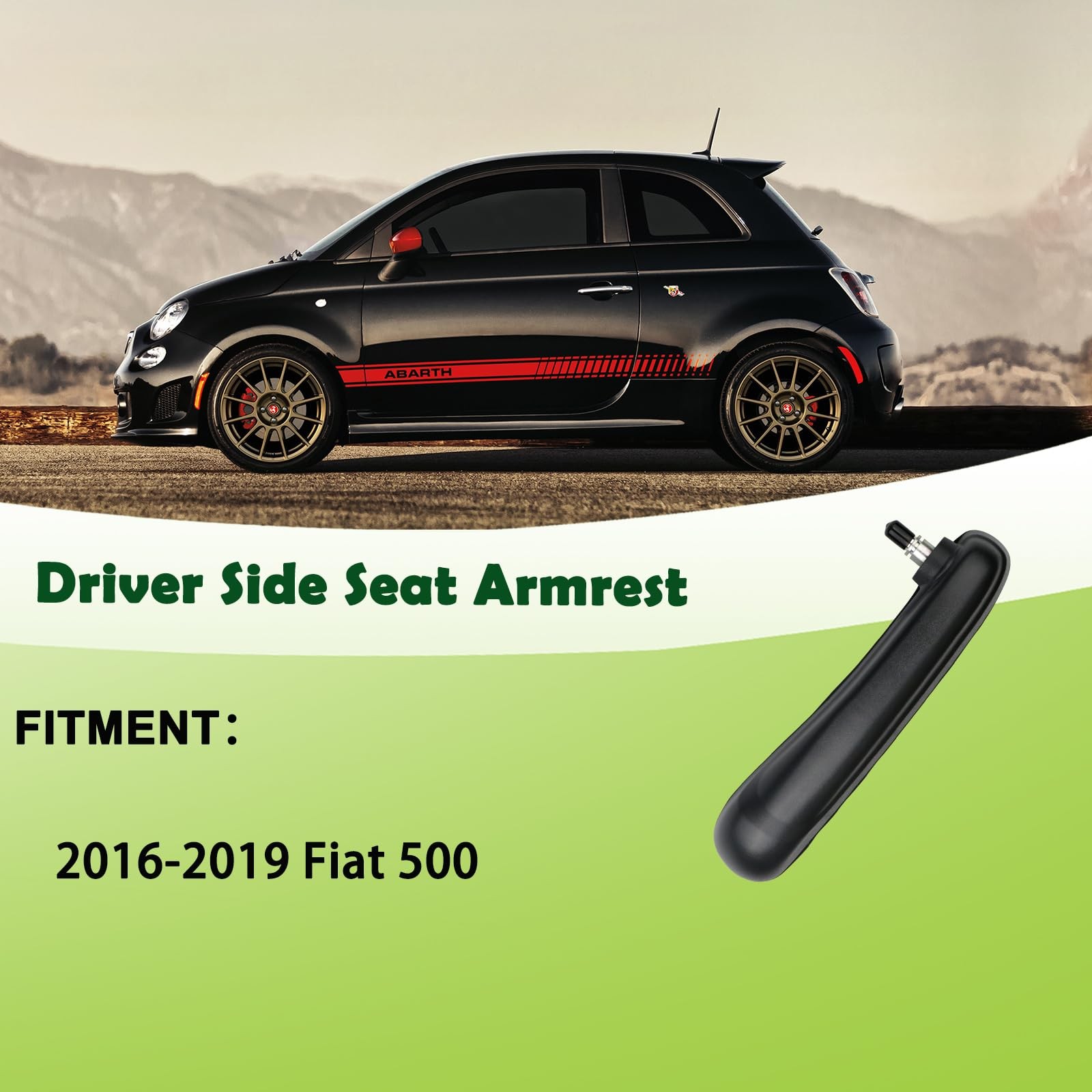 Front Driver Seat Armrest Black for Fiat 500 2016-2019 Adjustable
