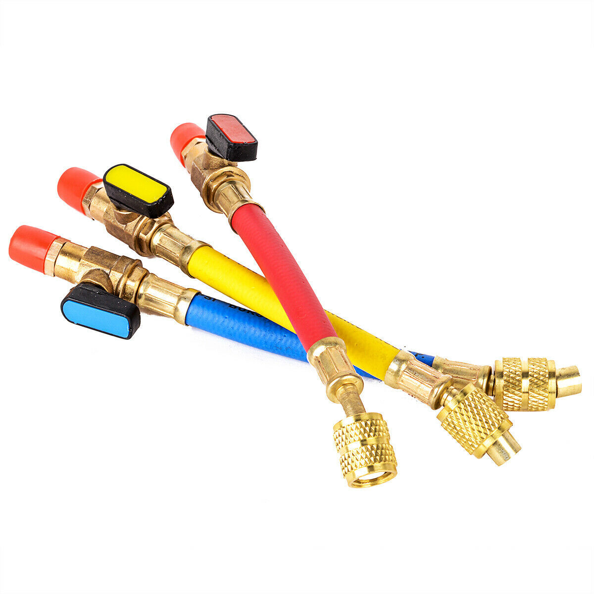3Pcs Ball Valve R410A Short Charging Hoses HVAC AC Tool Kit 800PSI