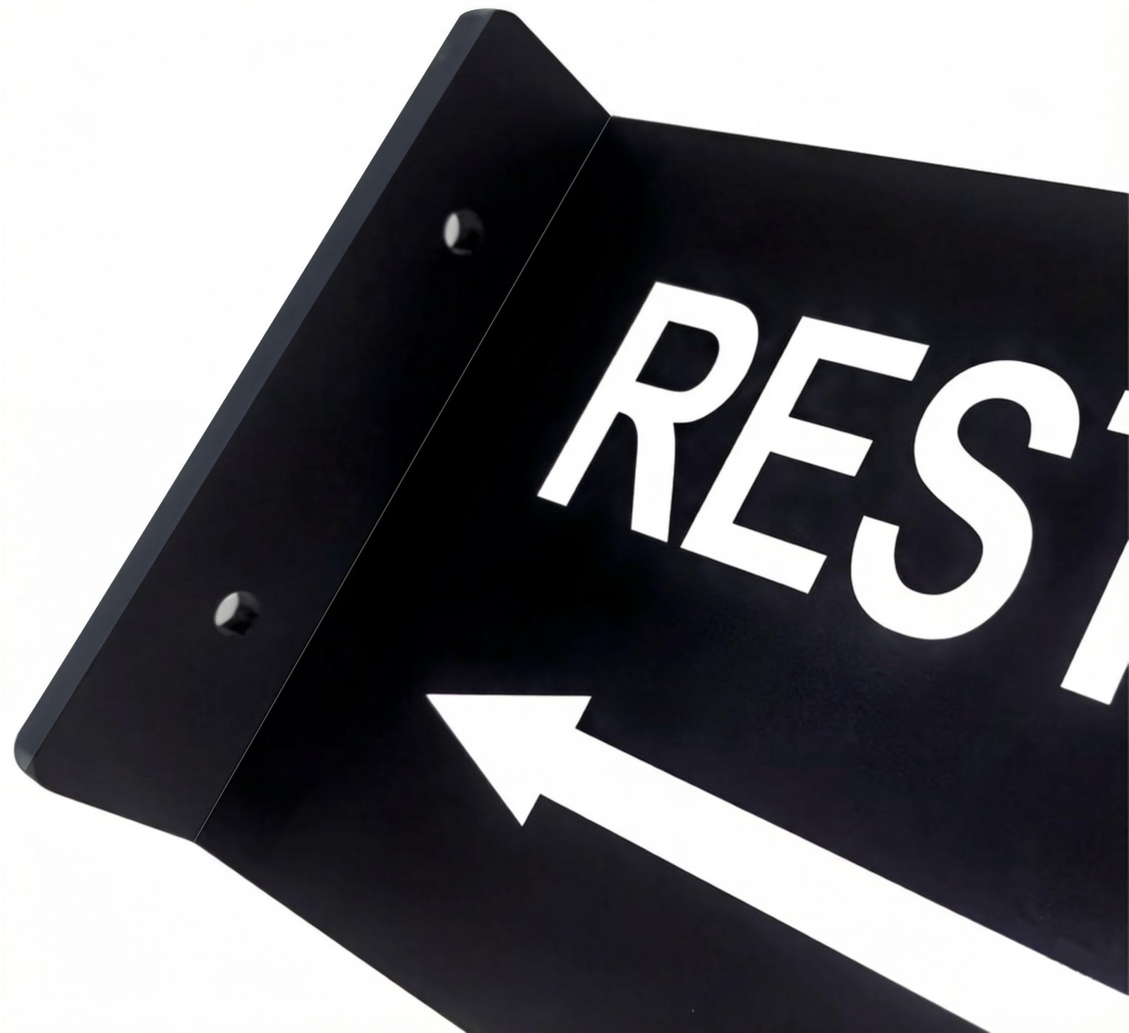 Double-Sided Restroom Sign W/ Arrow 12″x4″ Premium Frosted Acrylic Black
