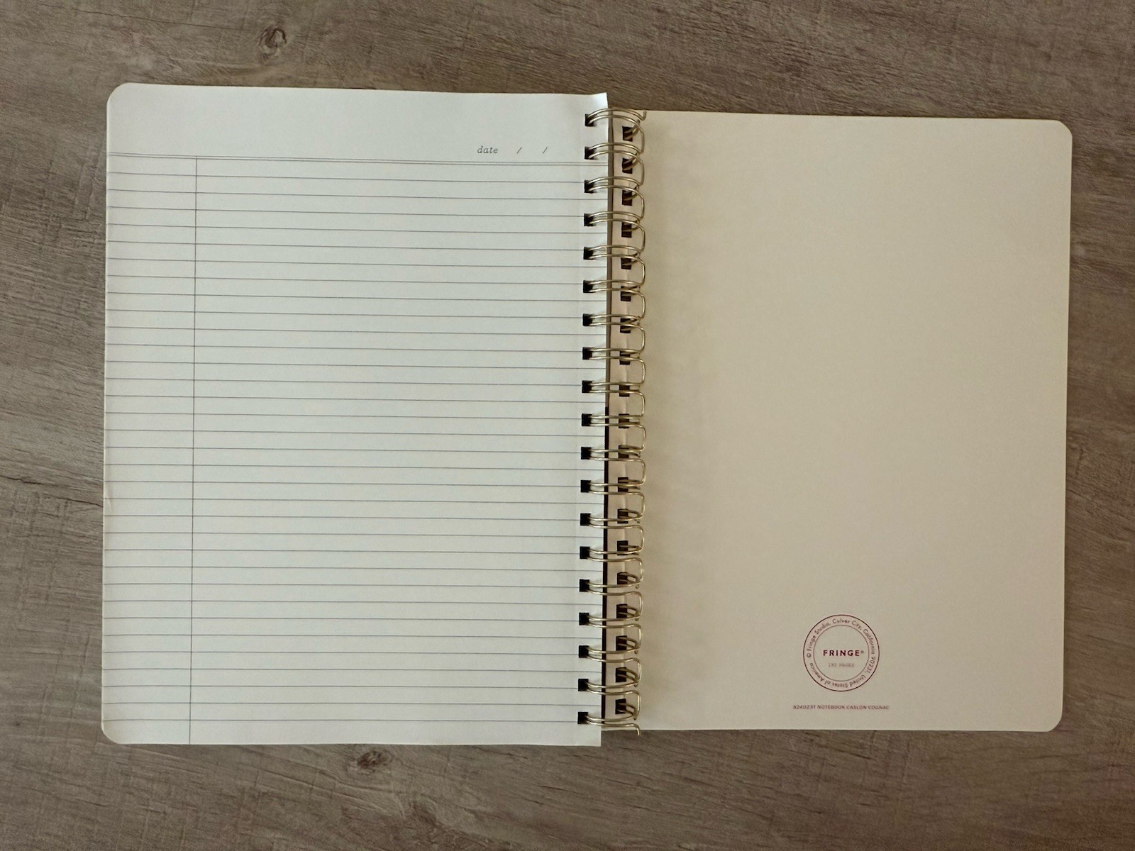 Fringe Studio Notebook Journal Faux Leather Cognac Spiral 192 lined pages