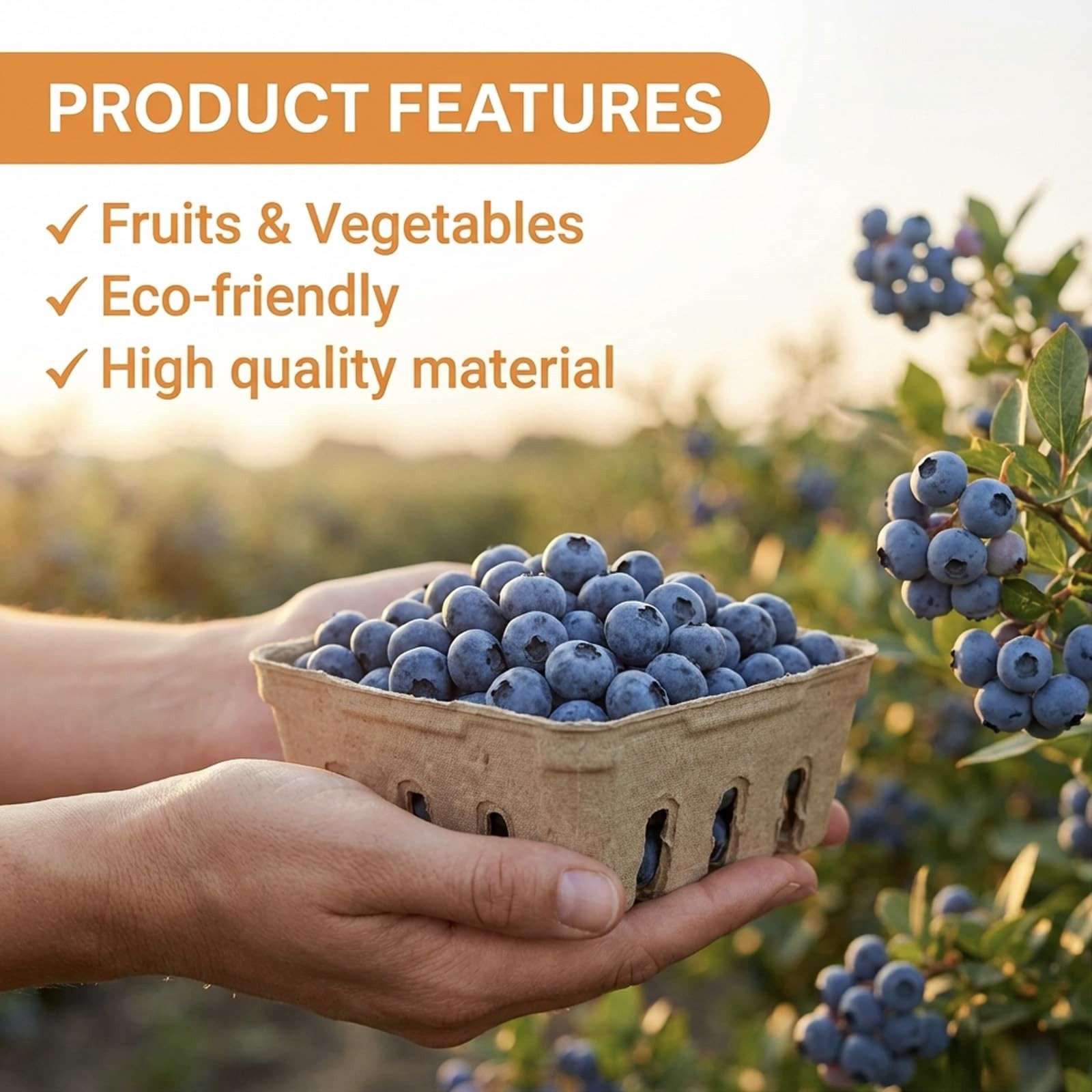 15 Pack Natural Pulp Fiber Berry Basket, Small Vented Produce Baskets for Far…