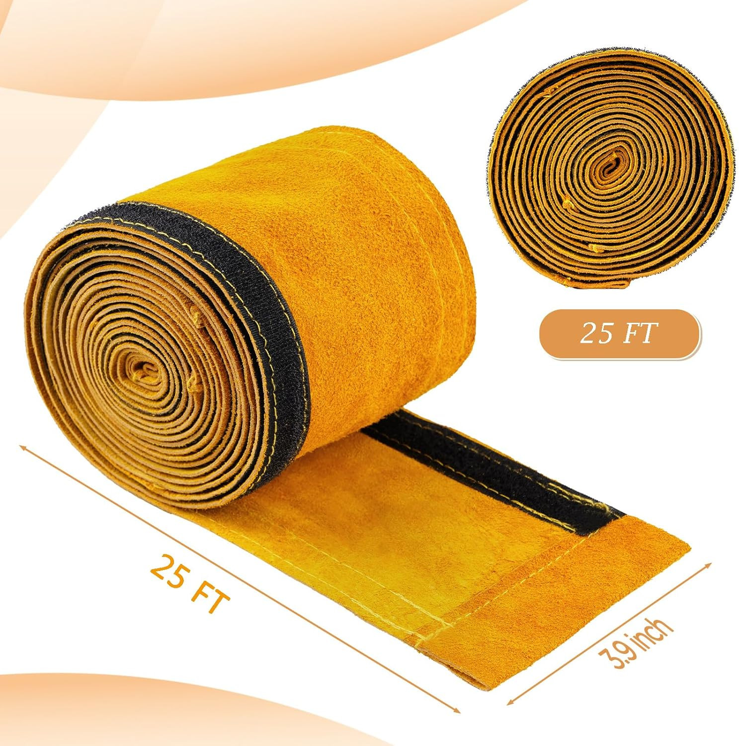 25Ft TIG Welding Torch Cable Cover, Flame Retardant Cowhide Leather Cover for We