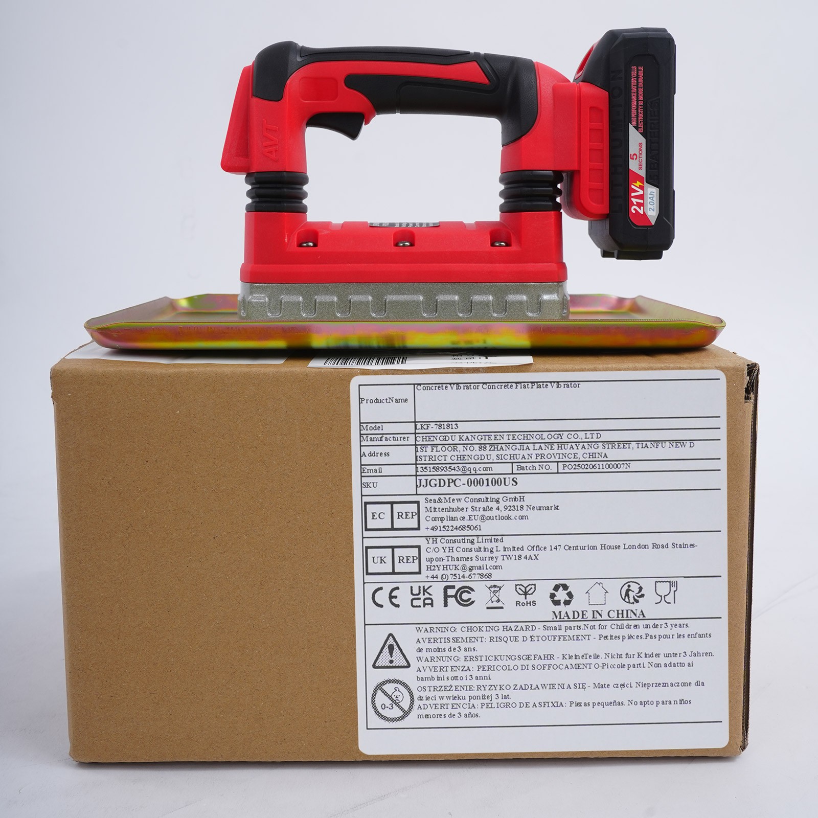 Cordless Concrete Flat Plate Vibrator – Lightweight & Efficient Troweling Tool.