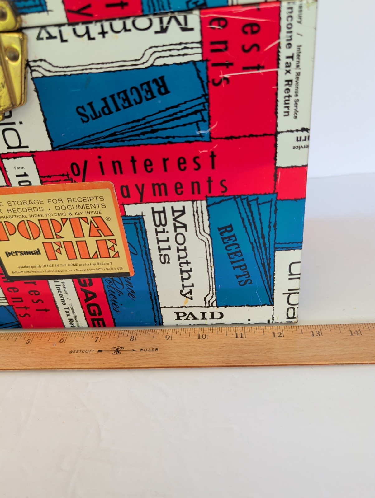 Vintage Porta File Personal Vertical File Box 1970s Red White Blue Ballonoff