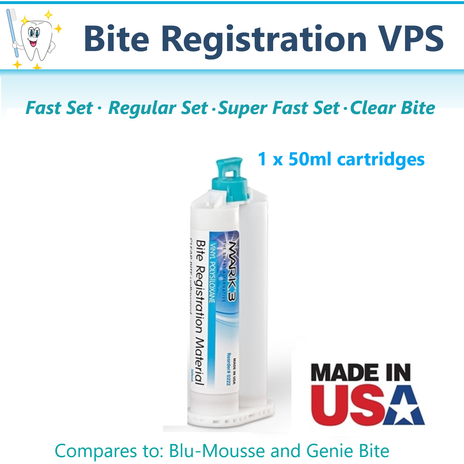 Dental Bite Registration Material FAST SET or REGULAR SET, Choose Pk Made in USA