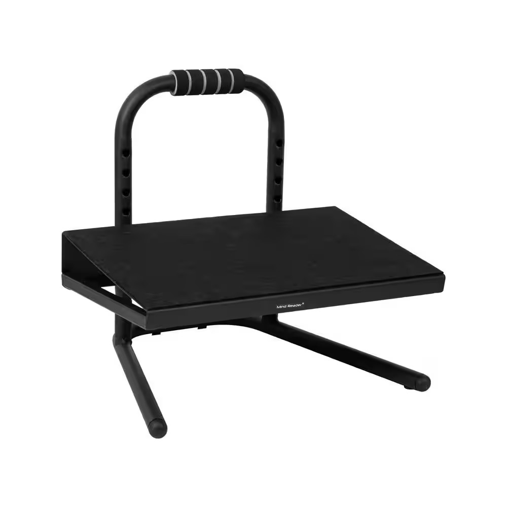 Black Adjustable Foot Stool Ergonomic Foot Rest under Desk at Work 14.25 In. W