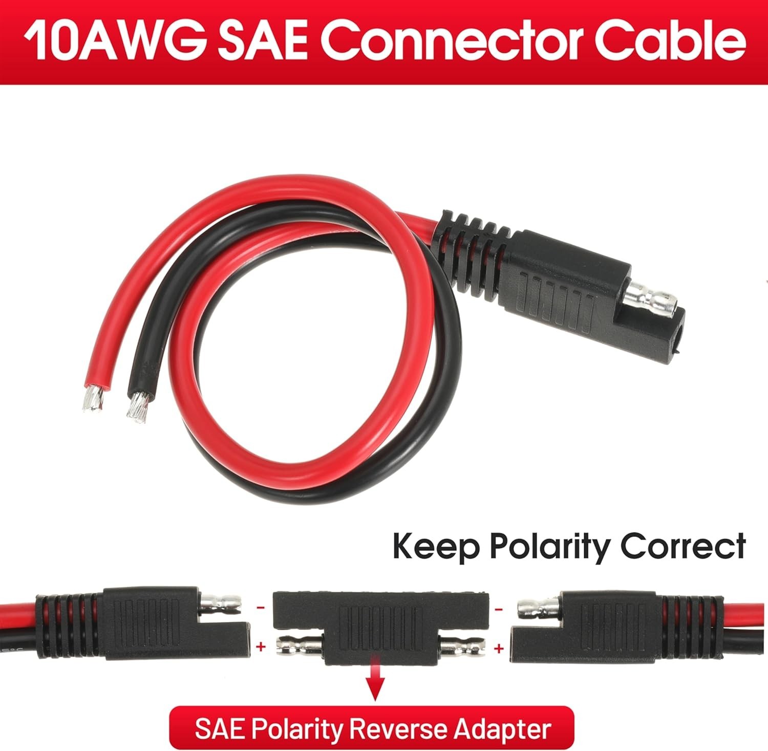 SAE 14AWG Extension Cable 1FT, Quick Disconnect Connector for Solar RV, 8PCS