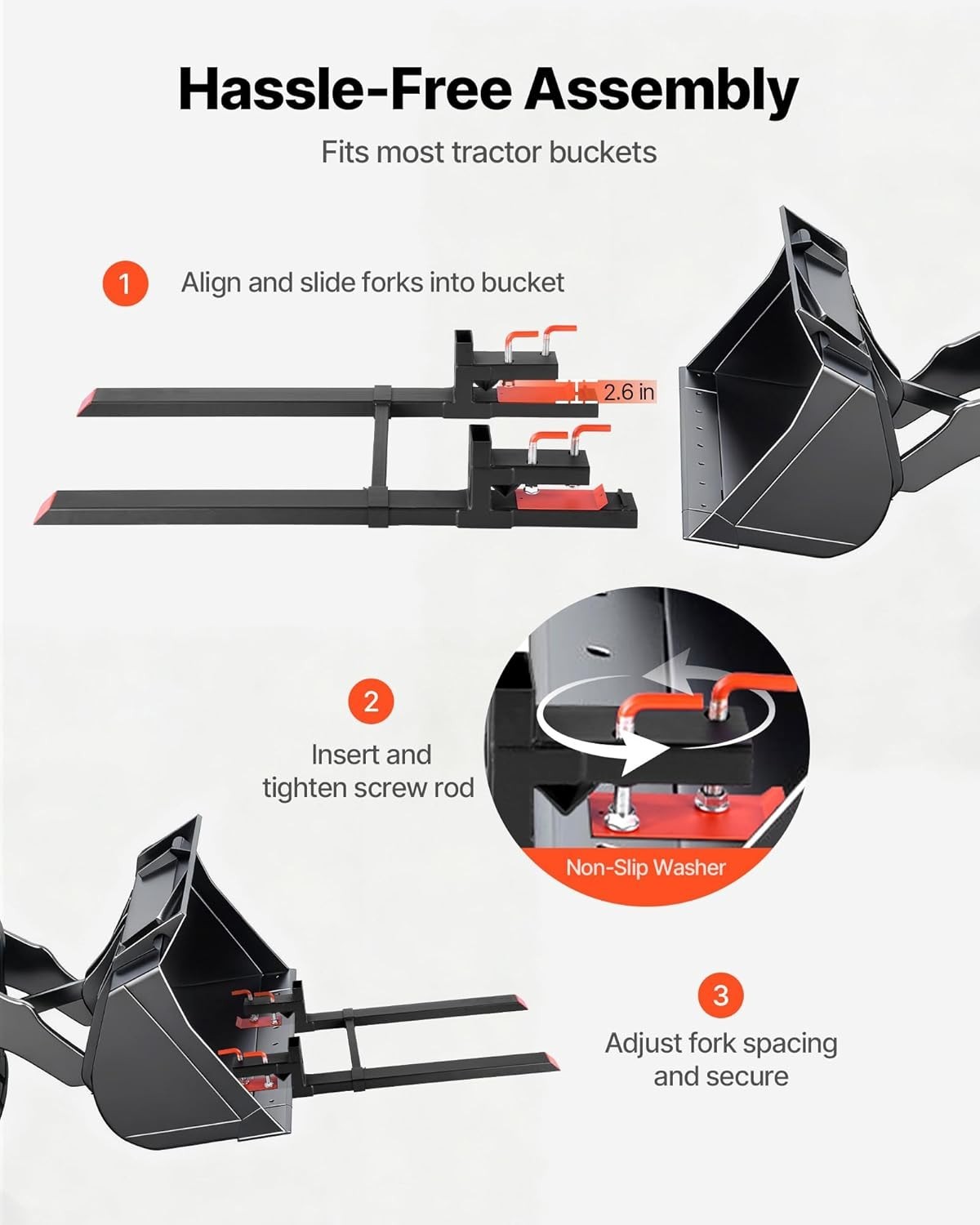 Vevor Clamp On Pallet Forks 4000 Lb 60 In Tractor Loader Black
