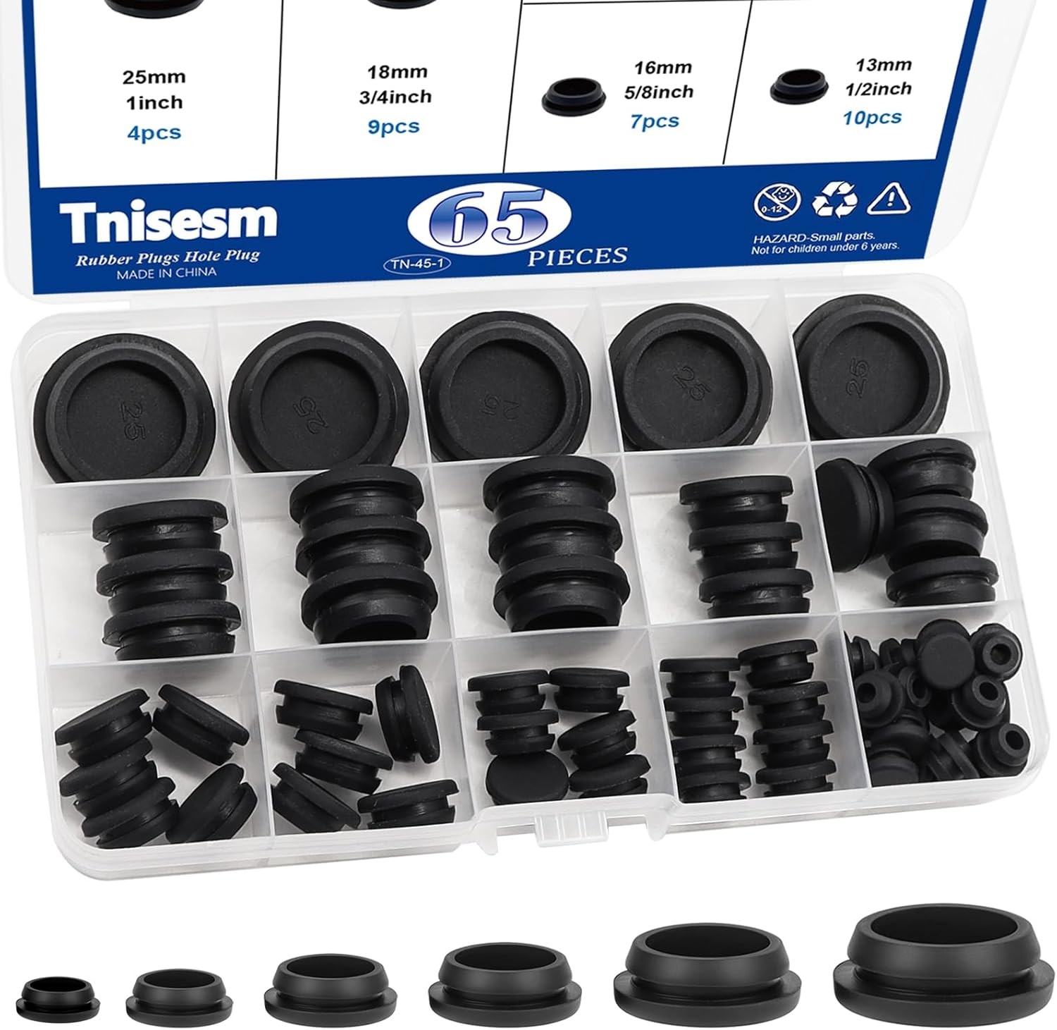135Pcs Black Nylon Hole Plugs 8 Sizes 1/4″-1″ Round End Caps Furniture Cabinet