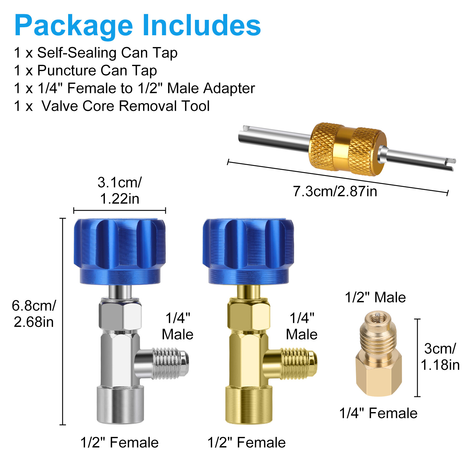 R1234YF Quick Coupler Self-Sealing Puncture Type Can Tap Valve Core Remover Set