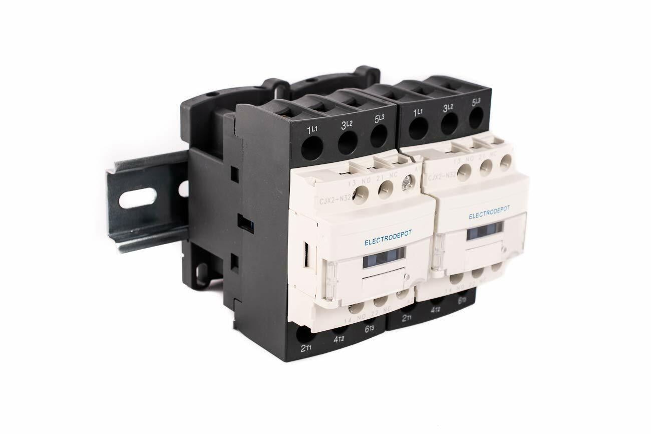 30A 6 Pole NO 1NO/1NC 110/120VAC Contactor w/ 35×150 mm DIN Rail and 2#10 Screws