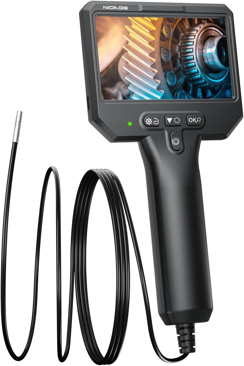 3.9mm Endoscope Camera with Light 1920P HD 5FT Semi-Rigid Cable IP67 Waterproof