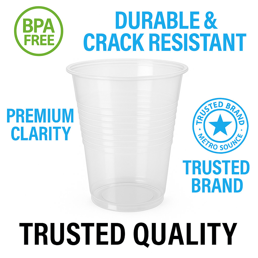 Metro Source 9 oz Clear Plastic Cups 960 Count Bulk | Durable Disposable PP Cups