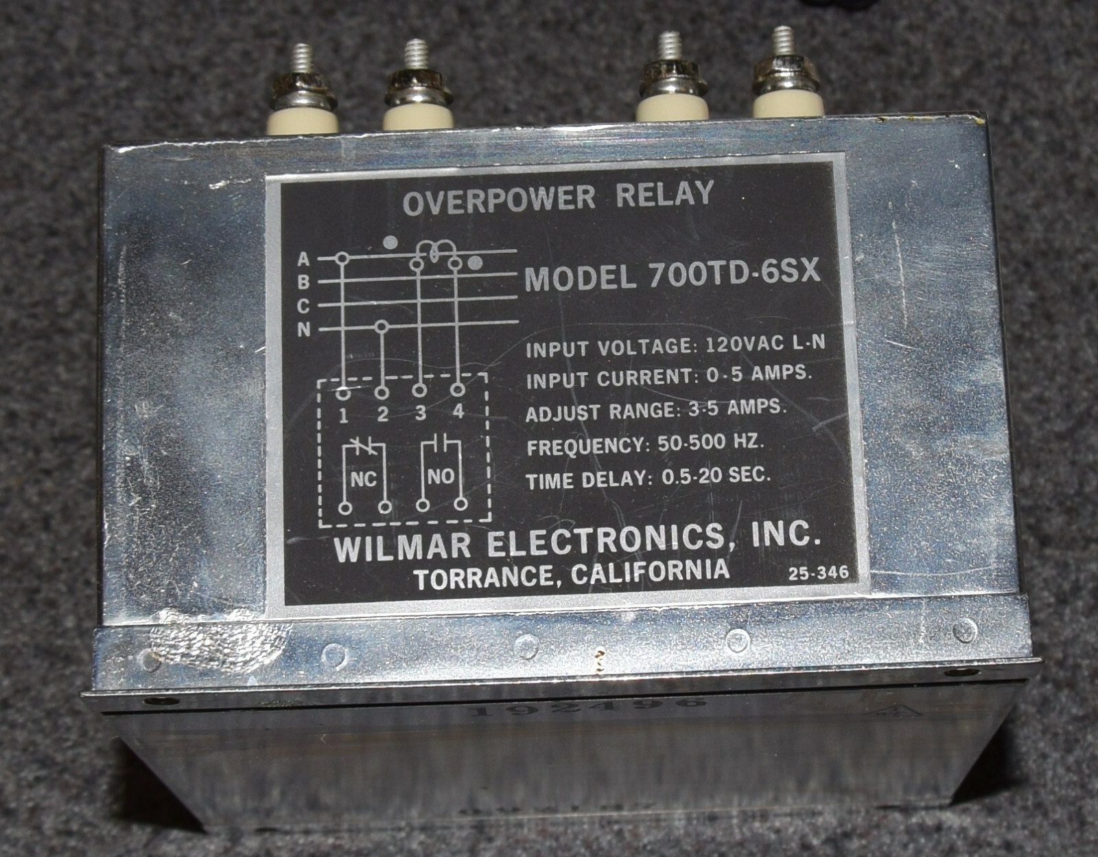 WILMAR OVERPOWER RELAY 700TD-6SX 50-500HZ TIME DELAY OVER POWER