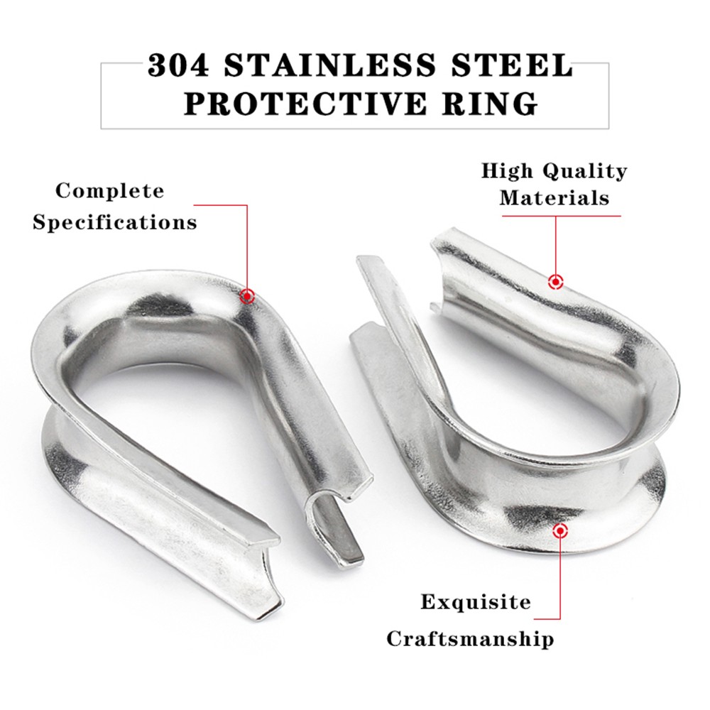 Wire Rope Thimble Clamp Stainless Steel Marine Grade 304 A2 Cable Clip Loop