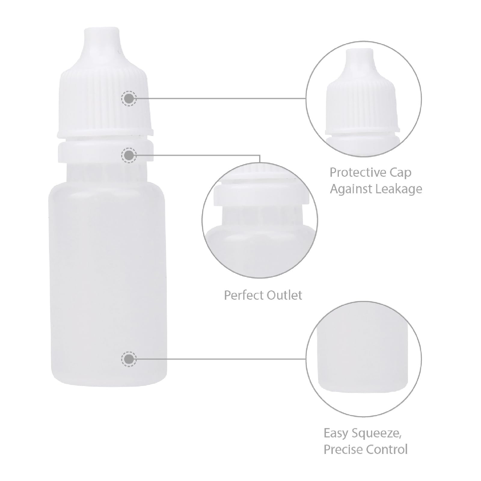 Eldwivz Plastic Eye Dropper Bottle: 50 pcs 10 ml Empty Small Squeeze White