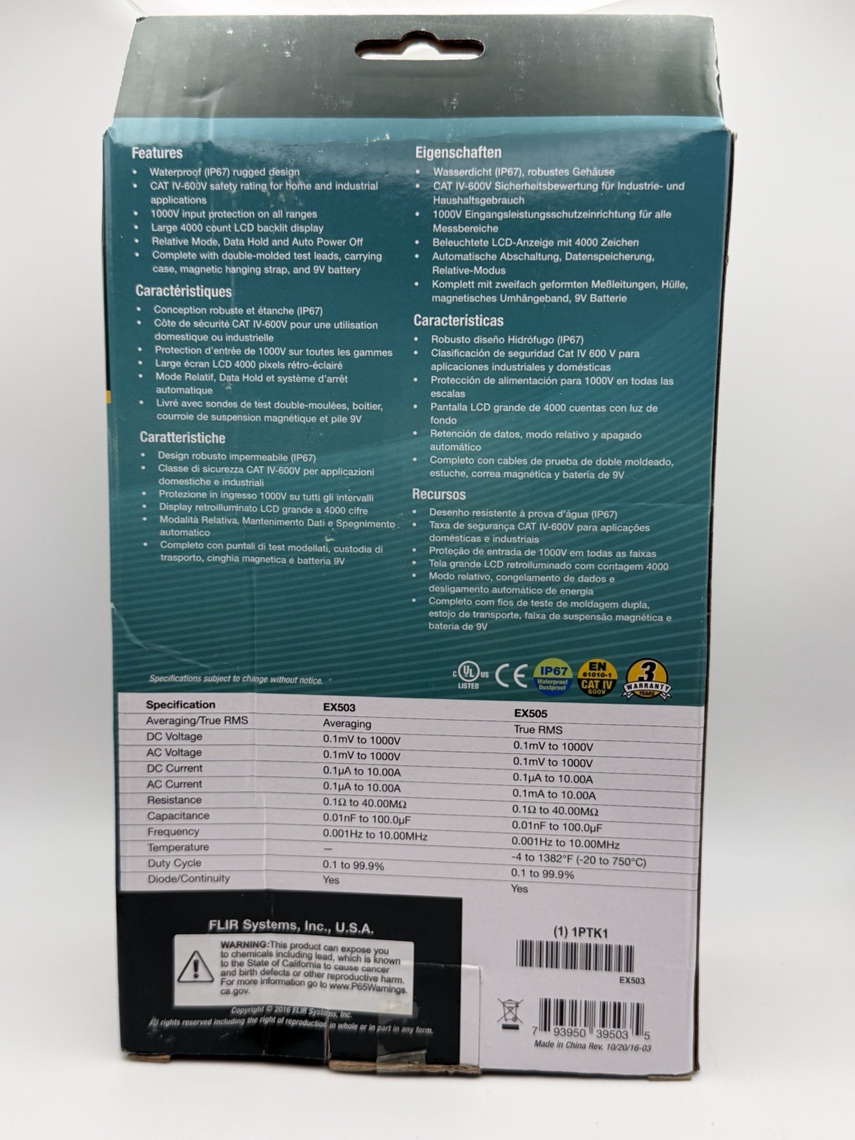 Extech EX503 Waterproof 600V Industrial MultiMeter
