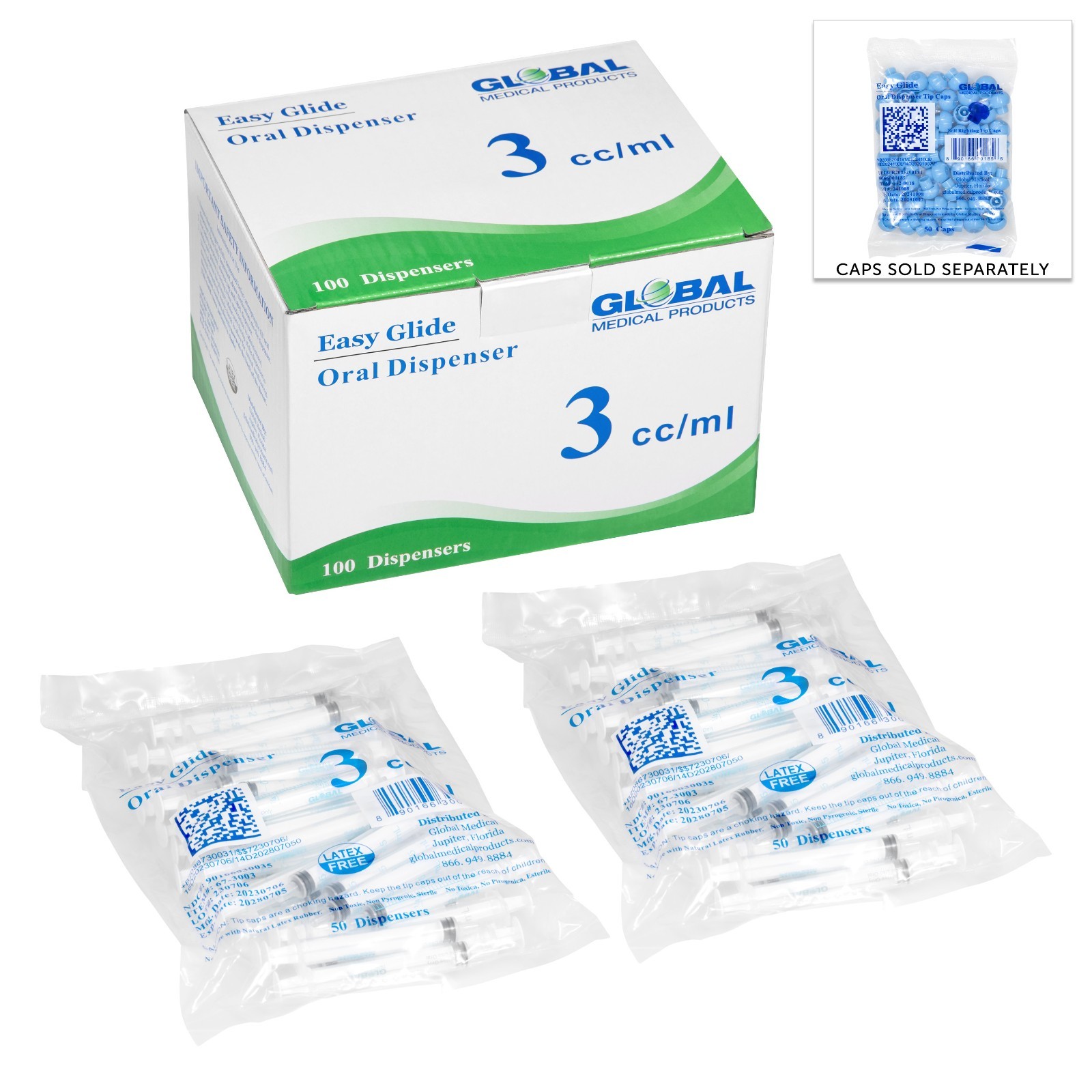 Global Medical Products – 3cc ORAL Syringe – QTY 100 – Sterile – NO TIP CAPS