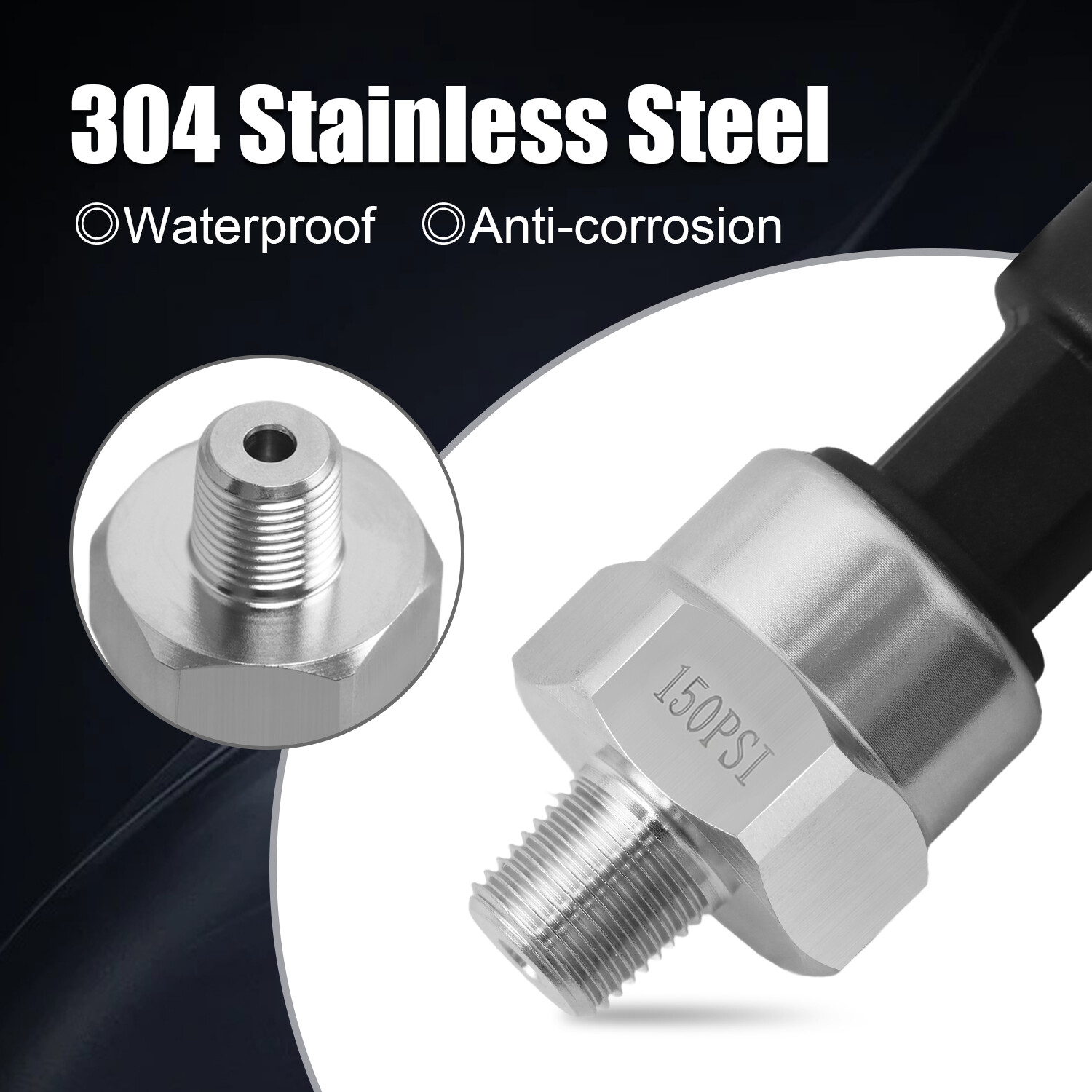 150PSI 1/8″NPT Thread Pressure Sender Transmitter for Oil Fuel Gas Water Air