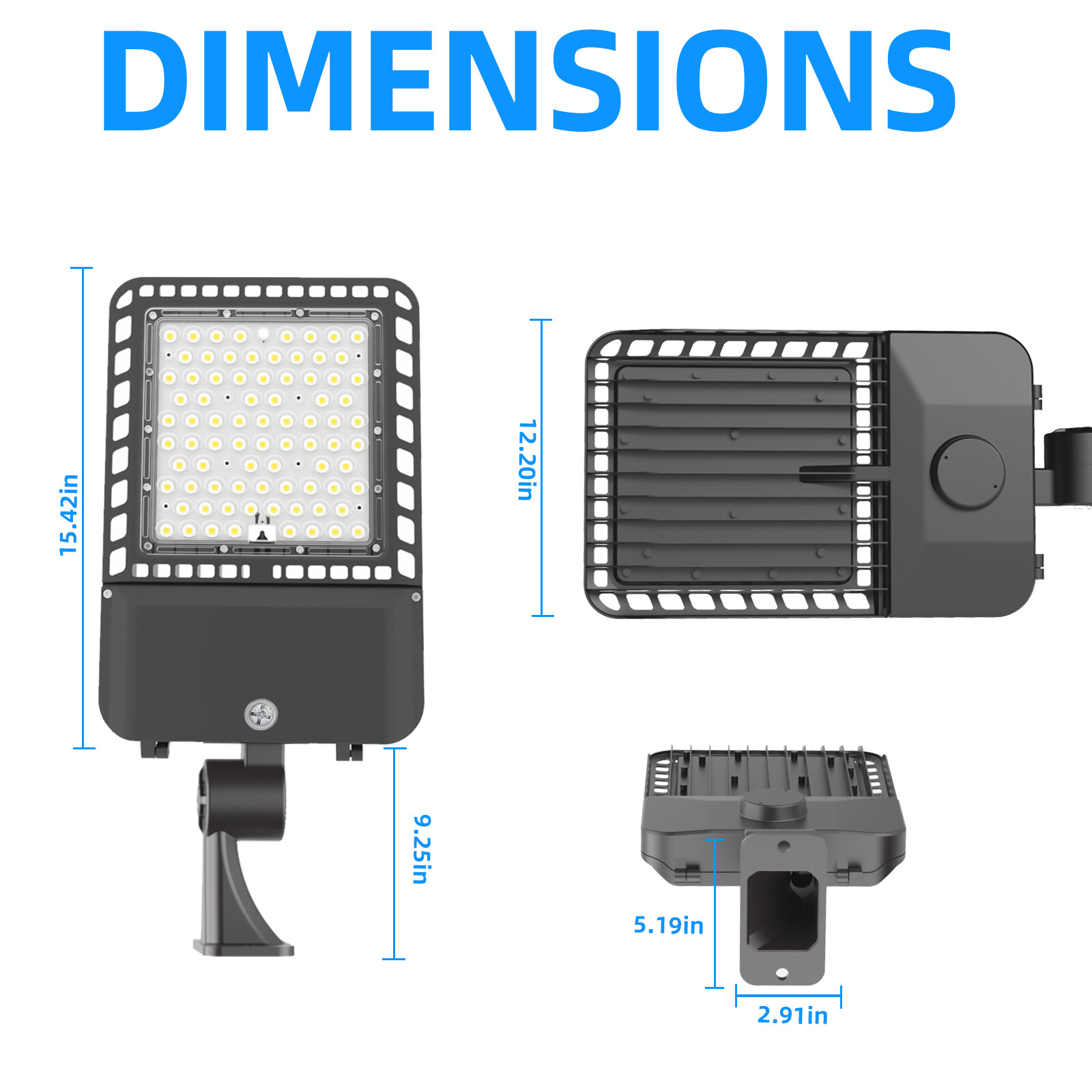 LED Parking Lot Lighting Shoebox Street Pole Light Dusk to Dawn 300W Arm Mount
