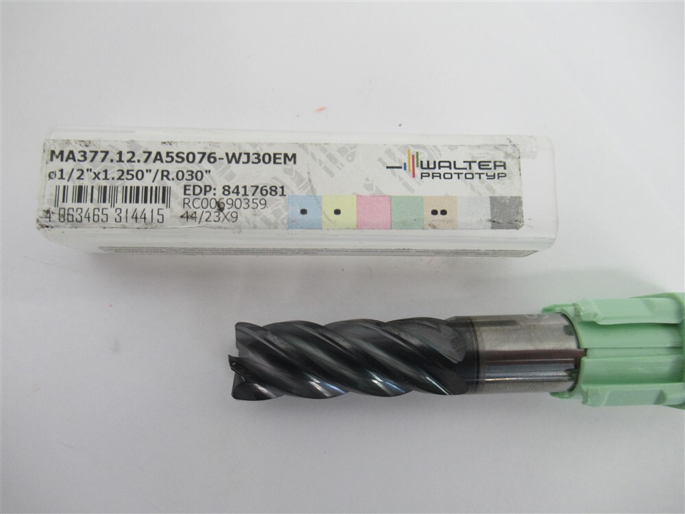 Walter 8417681 , 1/2″ Solid Carbide 0.300″ Corner Radius End Mill