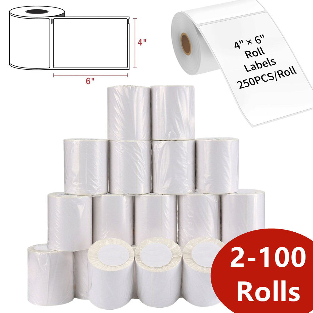 100Rolls 4×6 Direct Thermal Shipping Labels 250/Roll For Zebra 2844 Eltron ZP450