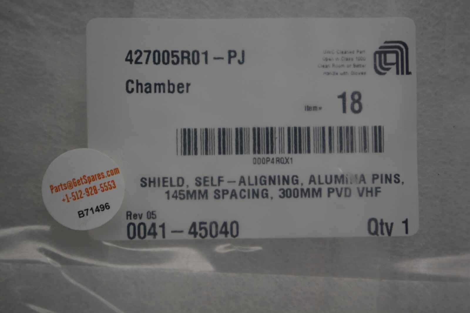 0041-45040/SHIELD, SELF ALIGNING, ALUMINA PINS, 145MM SPACING, 300MM PVD VH/AMAT