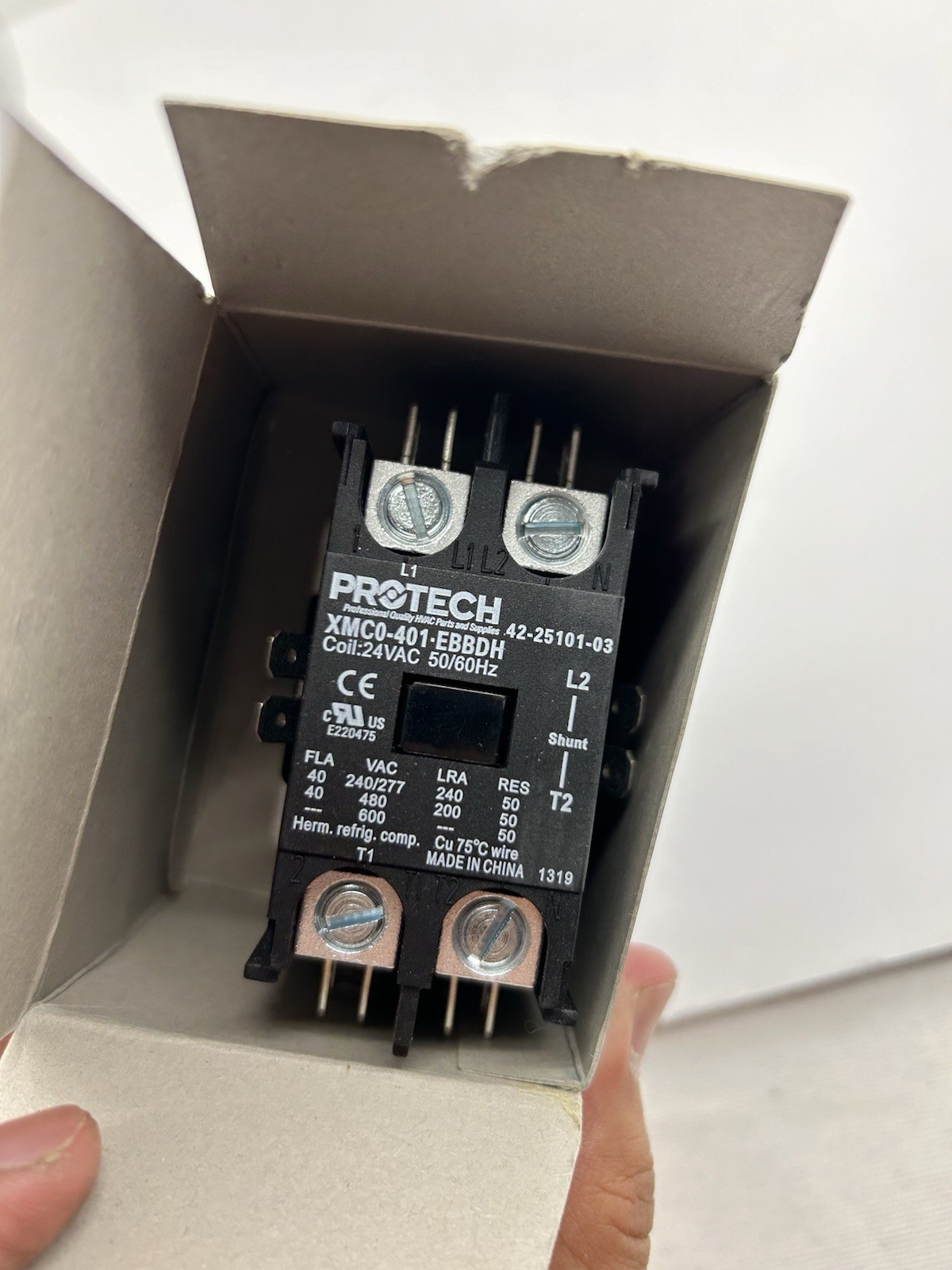 Rheem Protech 42-25101-03 Contactor 40A 1 Pole 24V Coil