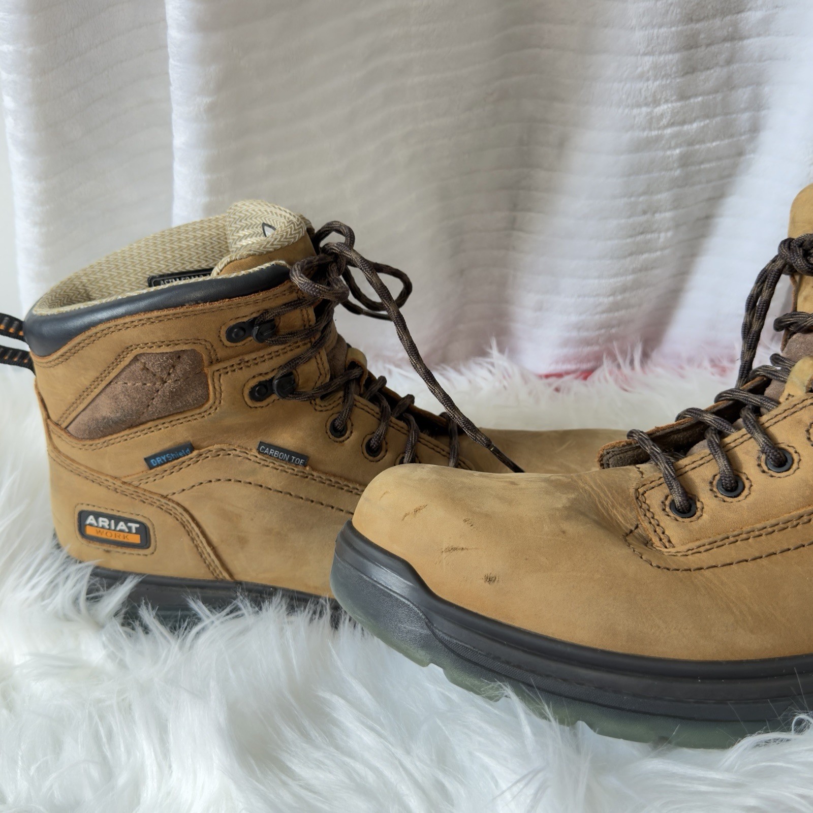 Ariat Work Composite Toe Waterproof Work Boots Tan/Brown Lace-Up Men’s 10.5W